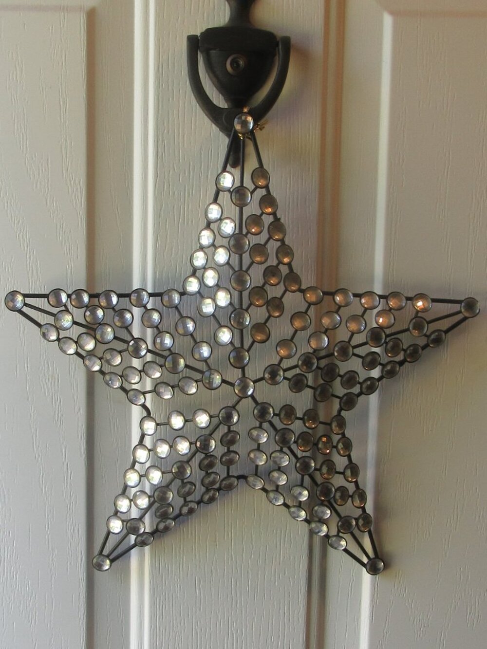 2 Vintage 14.5 in. black metal star decor with faceted embellishments - Picture 3 of 13